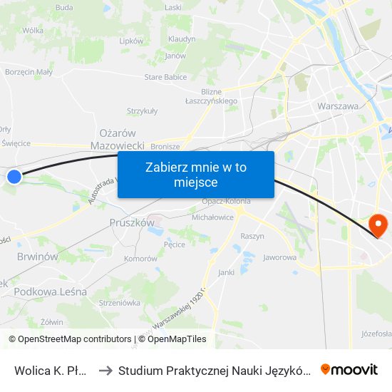 Wolica K. Płochocina 01 to Studium Praktycznej Nauki Języków Obcych (SPNJO) SGGW map