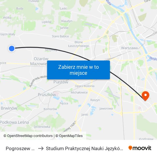 Pogroszew Kolonia 01 to Studium Praktycznej Nauki Języków Obcych (SPNJO) SGGW map