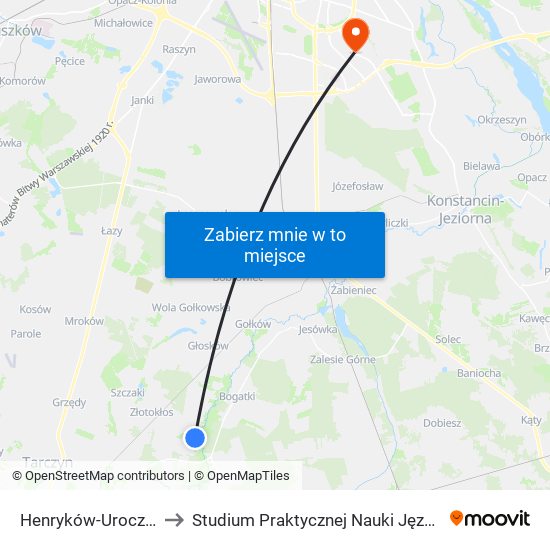 Henryków-Urocze Gromadzka 01 to Studium Praktycznej Nauki Języków Obcych (SPNJO) SGGW map