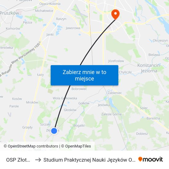 OSP Złotokłos 02 to Studium Praktycznej Nauki Języków Obcych (SPNJO) SGGW map