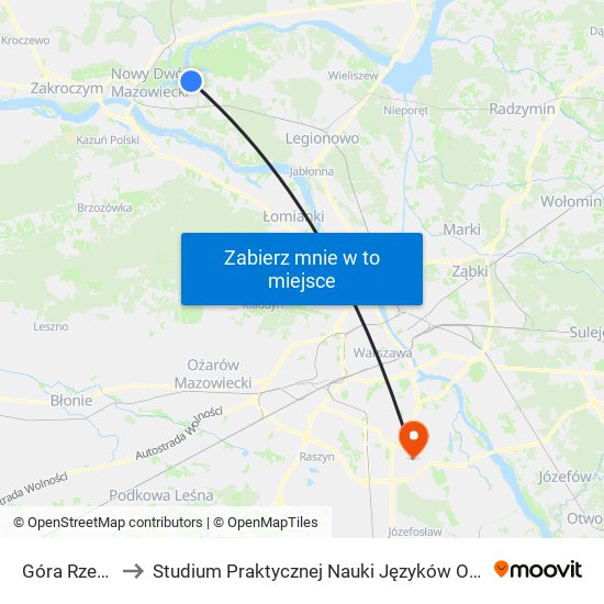 Góra Rzeczna 01 to Studium Praktycznej Nauki Języków Obcych (SPNJO) SGGW map