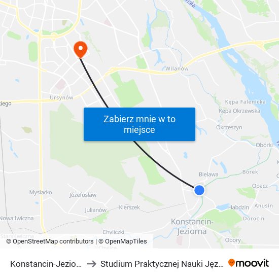 Konstancin-Jeziorna Mirkowska 01 to Studium Praktycznej Nauki Języków Obcych (SPNJO) SGGW map