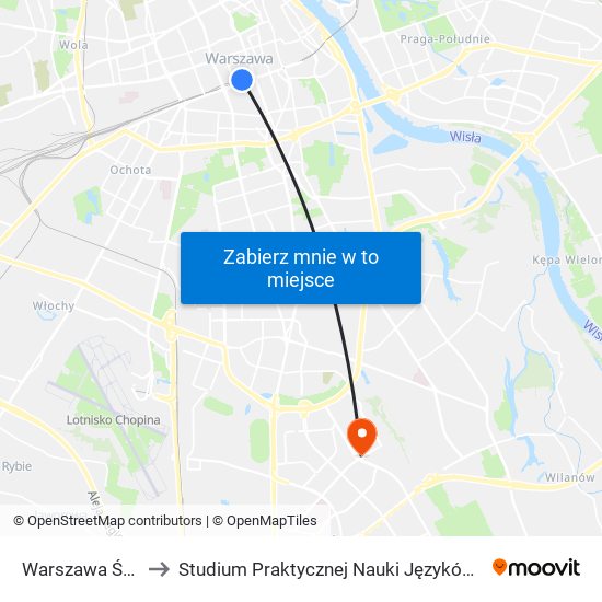 Warszawa Śródmieście to Studium Praktycznej Nauki Języków Obcych (SPNJO) SGGW map