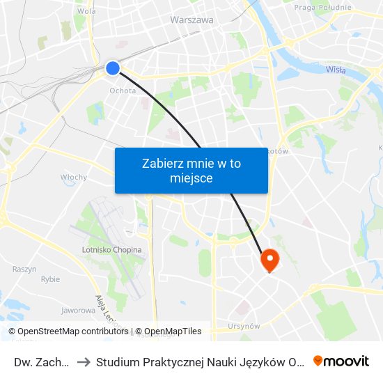 Dw. Zachodni 06 to Studium Praktycznej Nauki Języków Obcych (SPNJO) SGGW map