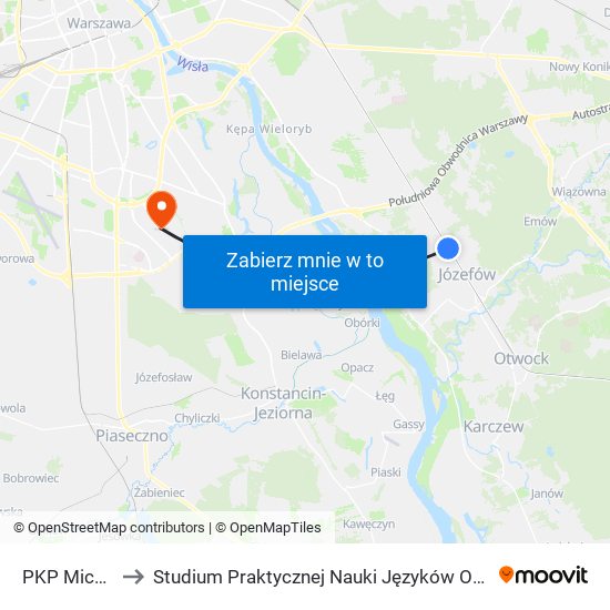 PKP Michalin 02 to Studium Praktycznej Nauki Języków Obcych (SPNJO) SGGW map