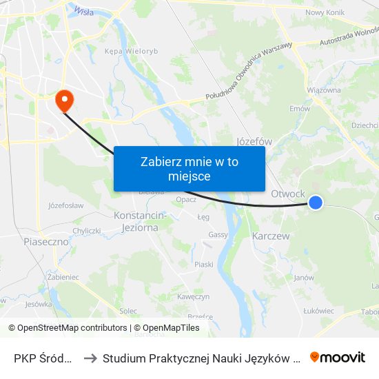 PKP Śródborów 02 to Studium Praktycznej Nauki Języków Obcych (SPNJO) SGGW map