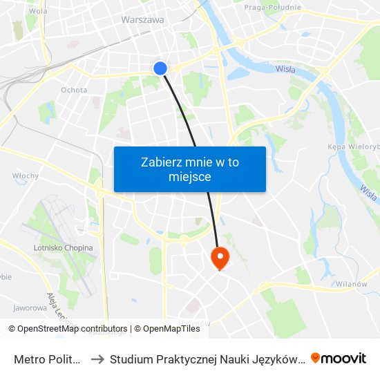 Metro Politechnika to Studium Praktycznej Nauki Języków Obcych (SPNJO) SGGW map