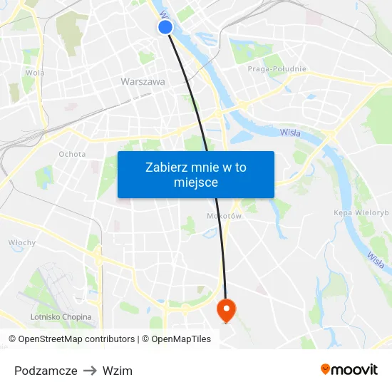 Podzamcze to Wzim map