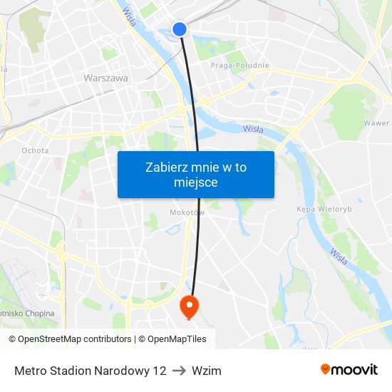 Metro Stadion Narodowy 12 to Wzim map