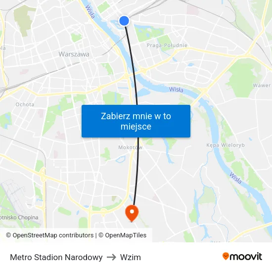 Metro Stadion Narodowy to Wzim map