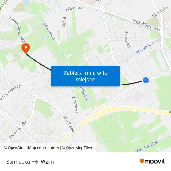 Sarmacka to Wzim map
