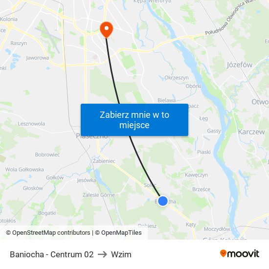 Baniocha - Centrum 02 to Wzim map
