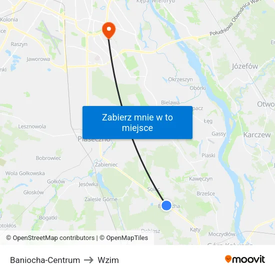 Baniocha - Centrum to Wzim map