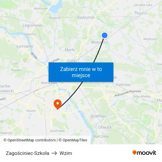 Zagościniec - Szkoła to Wzim map