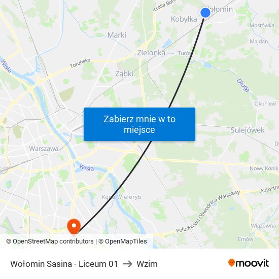 Wołomin Sasina - Liceum 01 to Wzim map