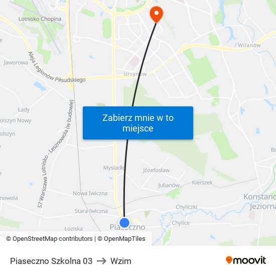 Piaseczno Szkolna 03 to Wzim map