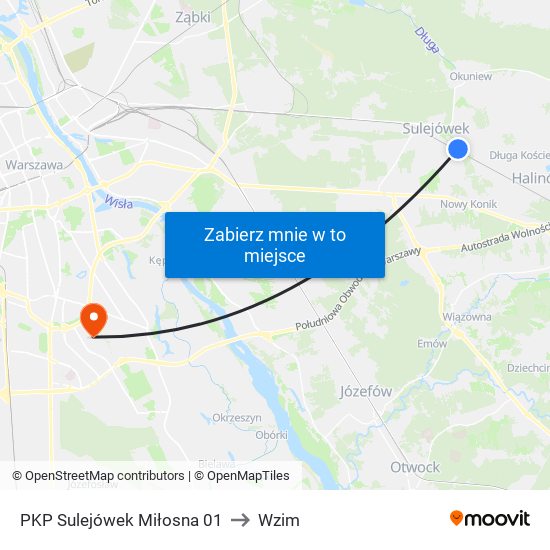 PKP Sulejówek Miłosna 01 to Wzim map