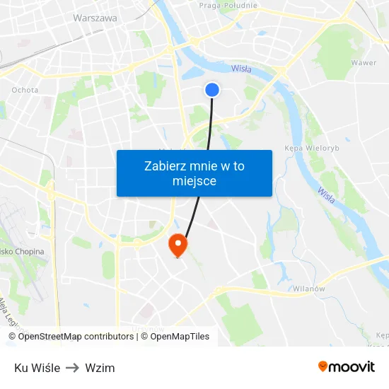 Ku Wiśle to Wzim map