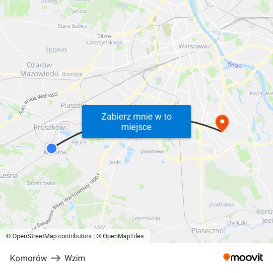 Komorów to Wzim map