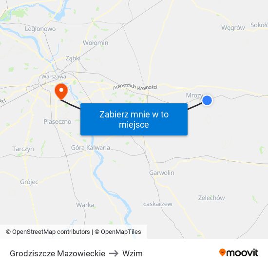 Grodziszcze Mazowieckie to Wzim map