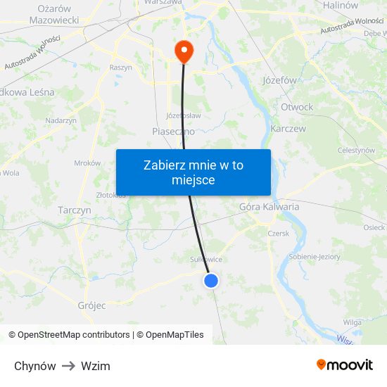 Chynów to Wzim map