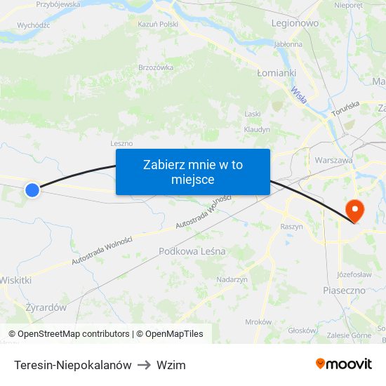 Teresin-Niepokalanów to Wzim map