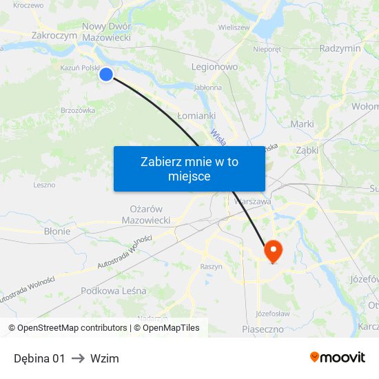 Dębina 01 to Wzim map