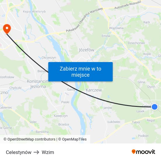 Celestynów to Wzim map