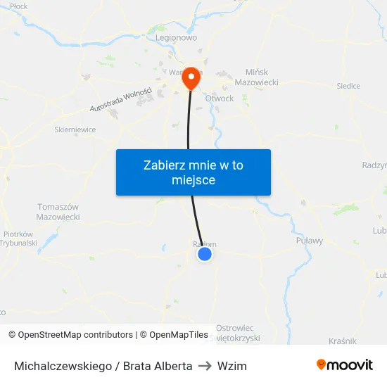 Michalczewskiego / Brata Alberta to Wzim map