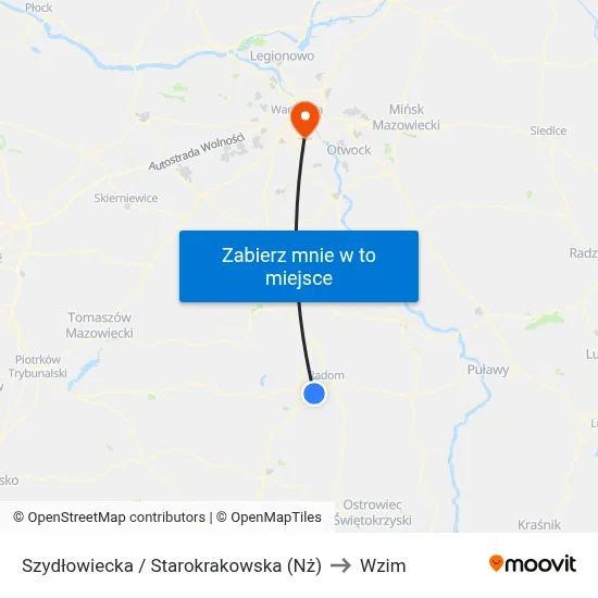 Szydłowiecka / Starokrakowska (Nż) to Wzim map