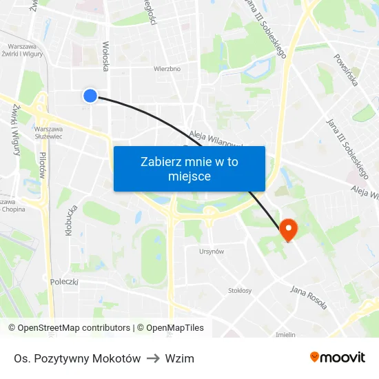 Os. Pozytywny Mokotów to Wzim map