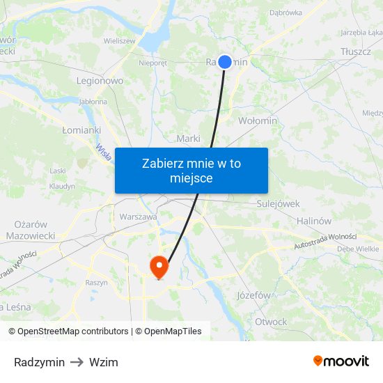 Radzymin to Wzim map