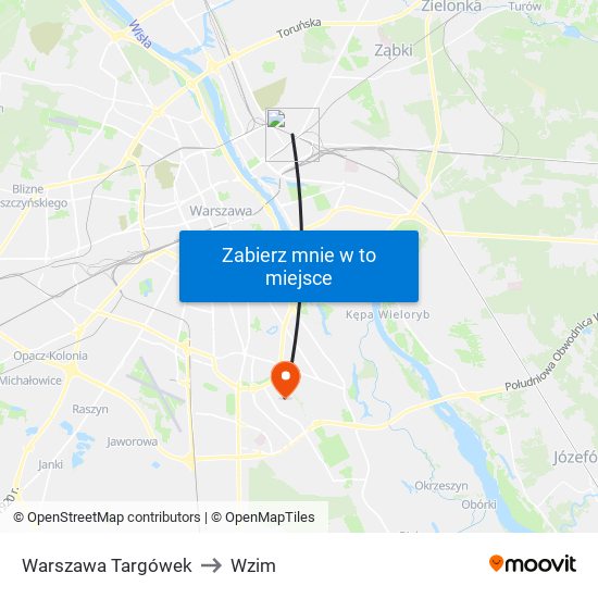 Warszawa Targówek to Wzim map