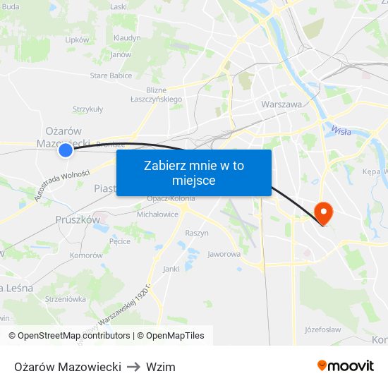 Ożarów Mazowiecki to Wzim map