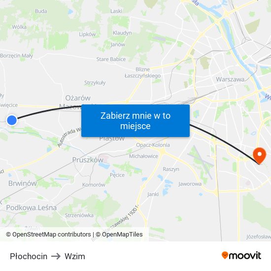 Płochocin to Wzim map