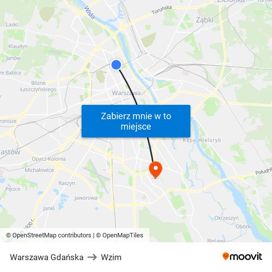 Warszawa Gdańska to Wzim map