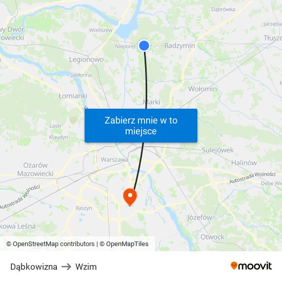 Dąbkowizna to Wzim map