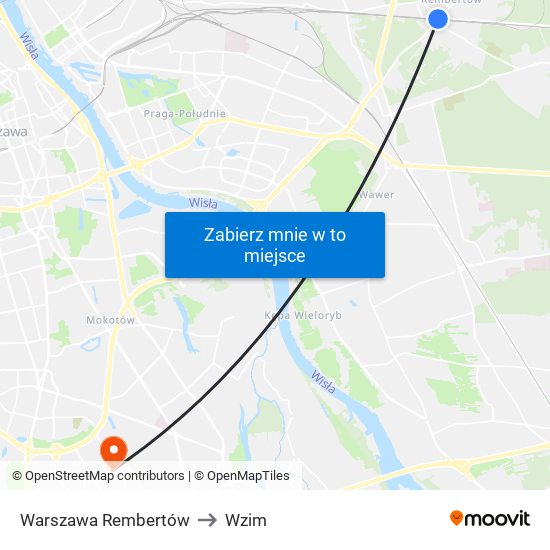 Warszawa Rembertów to Wzim map