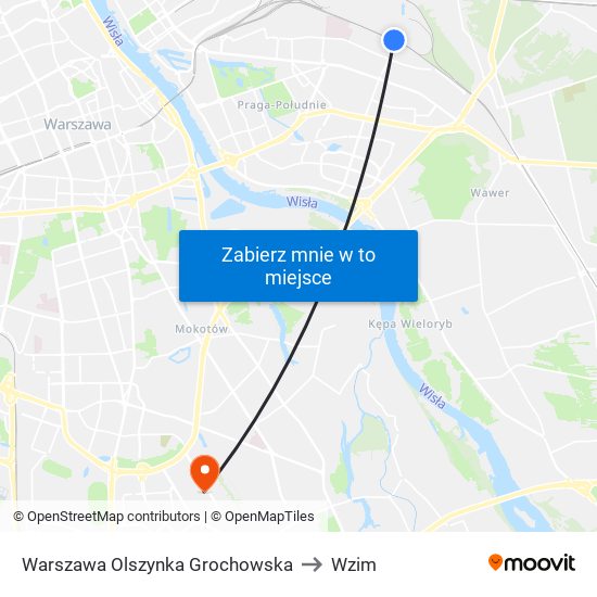 Warszawa Olszynka Grochowska to Wzim map