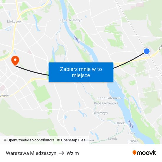 Warszawa Miedzeszyn to Wzim map