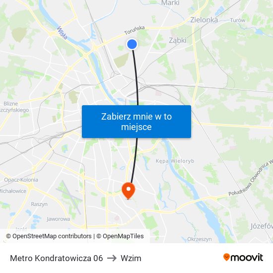 Metro Kondratowicza 06 to Wzim map