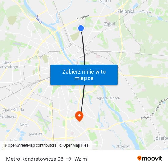 Metro Kondratowicza 08 to Wzim map