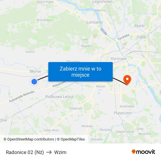 Radonice (Nż) to Wzim map