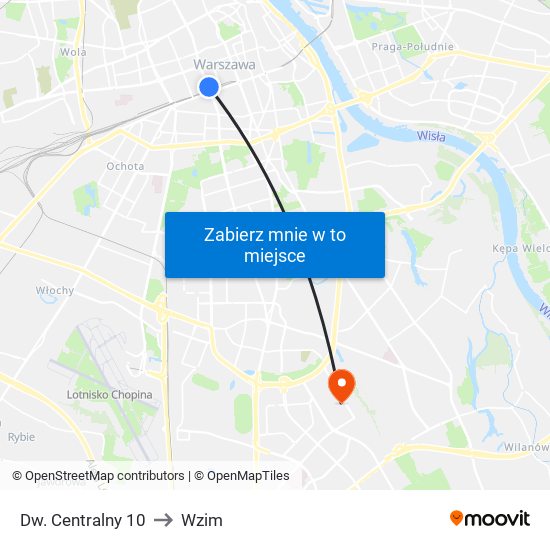 Dw. Centralny 10 to Wzim map
