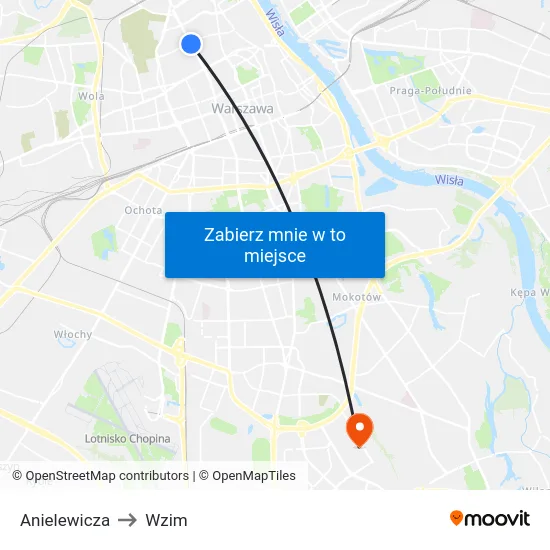 Anielewicza to Wzim map