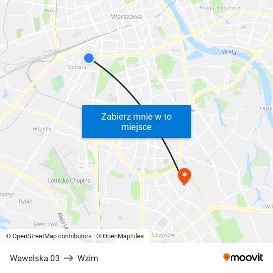 Wawelska 03 to Wzim map