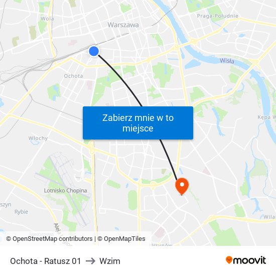 Ochota - Ratusz 01 to Wzim map