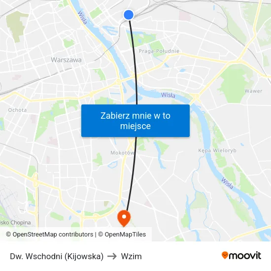 Dw. Wschodni (Kijowska) to Wzim map