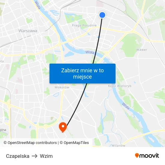 Czapelska to Wzim map