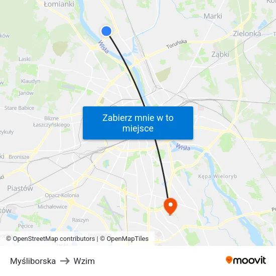 Myśliborska to Wzim map
